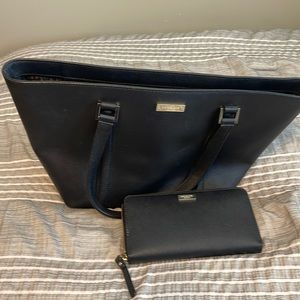 Kate Spade Classic Leather Tote with Matching Large Continental Wallet
